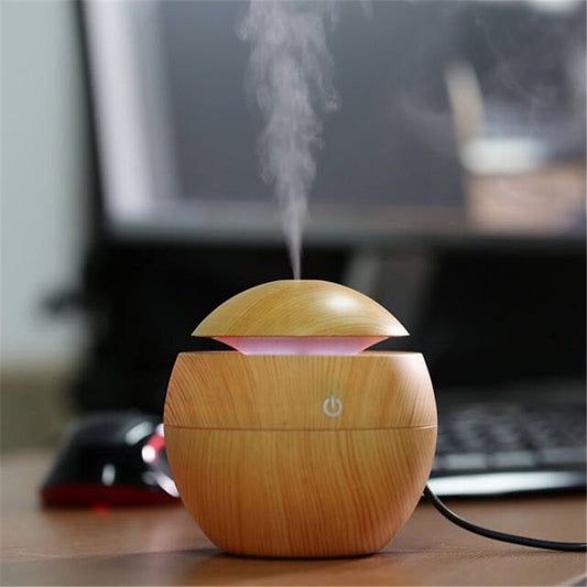 130ML Mini Electric Aroma Diffuser Wood Ultrasonic Air Humidifier Essential Oil USB Cool Mist Maker/ Cleaner for Home