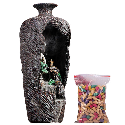 Backflow Incense Burner Waterproof Incense Holder Home Decoration with 50Pcs Backflow Incense Cone for Yoga